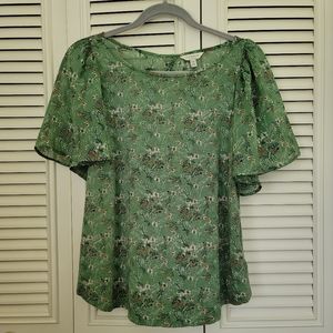 Lucky Brand mixed media flutter sleeve top